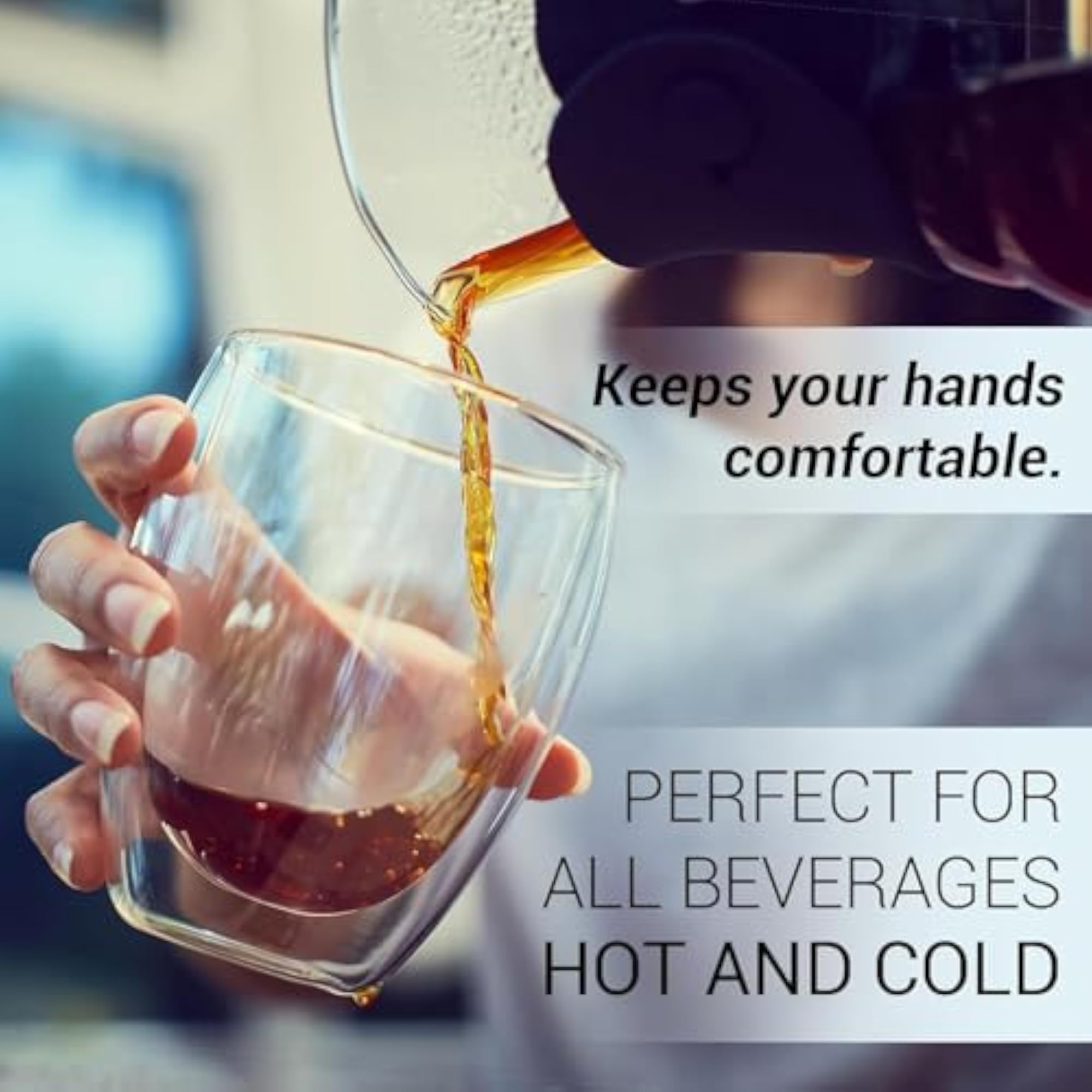 Double Walled Glass Coffee Cup with Wooden Lid, 350ml