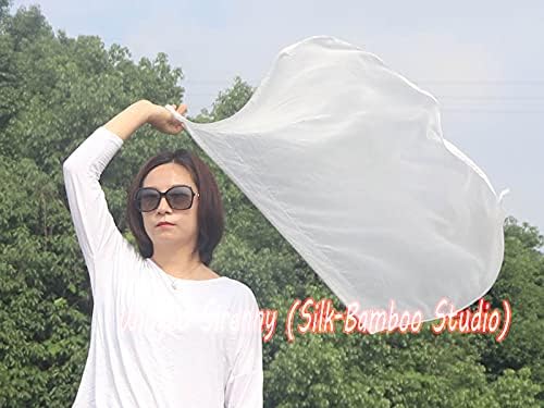 Miniatura 6 de Winged Sirenny Banderas flexibles de seda juvenil de 33 pulgadas para baile cristiano Priase, pancarta de adoración profética de iglesia (blanco)