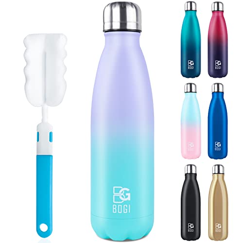Image of BOGI Insulated Water Bottle, 25oz Stainless Steel Water Bottles, Leak Proof Sports Metal Water Bottles Keep Cold for 24 Hours and Hot for 12 Hours BPA Free kids water bottle for School (Purple Mint)