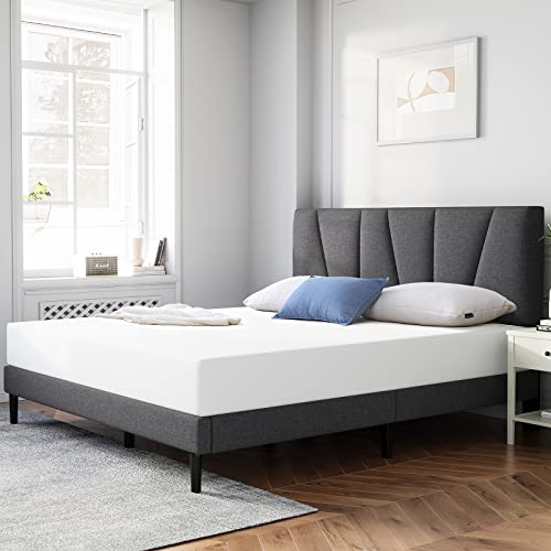 Molblly Twin Bed Frame With Tufted Headboard,Upholstered Platform Bed With Headboard And Strong Wooden Slats,No Box Spring Needed,Easy Assembly,Dark Gray #TOP7