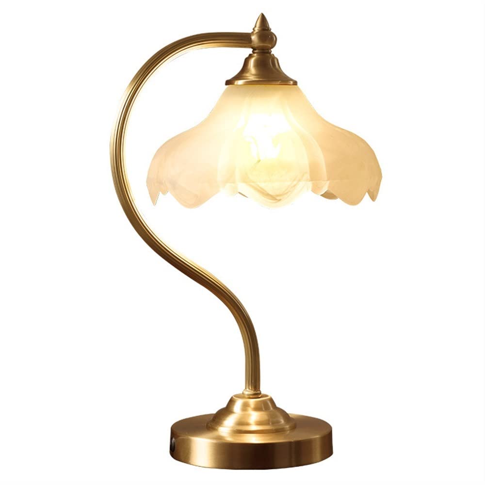 Nowoczesny w pełni miedziany szklany klosz lampa stołowa do sypialni salonu szafka nocna z gabinetem biurowym oprawy oświetleniowe