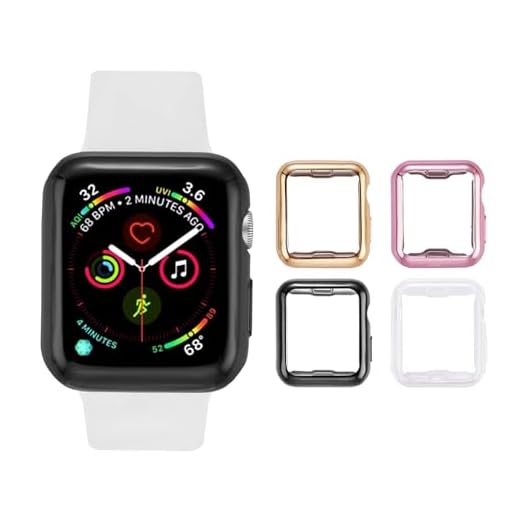 Tranesca 4 Pack 38mm Apple Watch case with Built-in HD Clear Ultra-Thin TPU Screen Protector Cover Compatible with Apple Watch Series 2 and Apple Watch Series 3 38mm - Clear+Black+Gold+Rose Gold