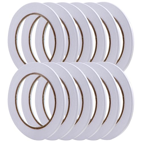 QCZKB Double Sided Tape - Adhesive Sticky Craftwork Tapes- Mounting tape12 Rolls Total 300y -for Gift Wrapping?Scrapbooking, Invitation Cards and Office School Stationery Supplies