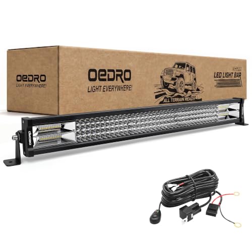 Image of OEDRO 30 Inch LED Light Bar 768W 53760LM Straight Quad-Row Spot Flood Combo | Led Work Light Off Road Driving Fog Lamp w /Wiring Harness Fit for Jeep Pickup SUV 4WD 4X4 ATV UTE Boat Truck Tractor (12 /24V)