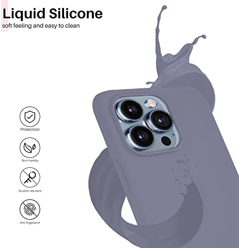 Image of DIZORO Microfiber Candy Case Compatible for iPhone 13 Pro Max Shockproof Slim Back Cover Liquid Silicone Case - Lavender Grey