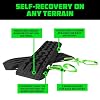 Rhino USA Off-Road Recovery Traction Boards - 2 Pack Ultimate Tire Traction Mountable Mats for 4X4 Vehicles in Sand, Mud & Snow. Heavy Duty Zipper Carry Bag and Leashes Included - (Black)