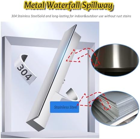 Waterfall Spillway for Indoor/Outdoor Decorative,(Customizable Stainless Steel Waterfall Spillway for Outdoor Ponds & Pools - 12" Fountain Box with Pipe Connector for Stunning Water Feature image 5
