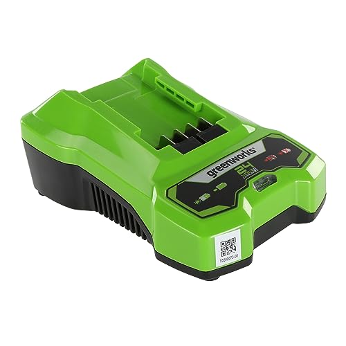 Cargador de Batería Greenworks 24V 2A - Para Baterías 24V G24B2 y G24B4, Montado en Pared + Indicador de Carga LED, Garantía de 3 años