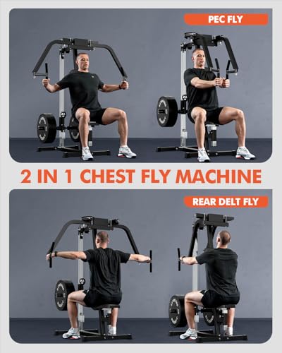 Image of Mikolo Chest Fly Machine, PEC Fly and Reverse Delt Machine, 400 lbs Upper Body Specialty Machine for Pectoral and Rear Deltoid with Band Pegs, Chest, Back, and Shoulder Training for Home Gym