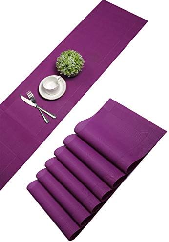 U'Artlines Place Mats Dining Table Placemats Sets of 6 Heat Resistant Washable Table Mats Black