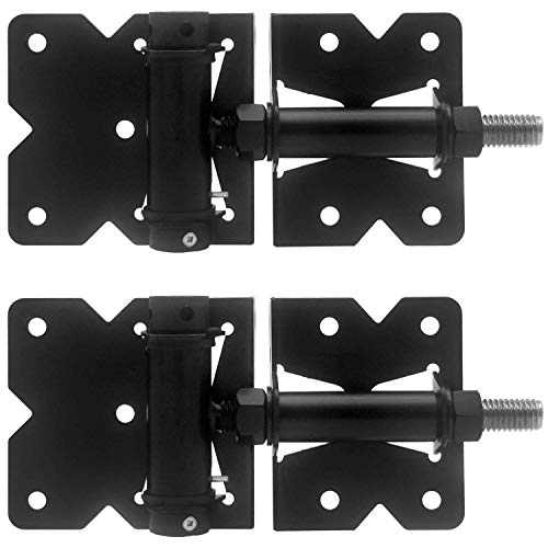 Black Stainless Steel Self Closing Vinyl Gate Hinges (For Vinyl, Pvc Fencing) Vinyl Fence Gate Hinges W/Mount Hardware (Pair) #TOP4