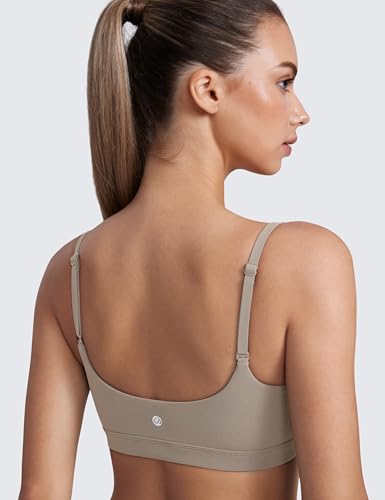 Image of CRZ YOGA Butterluxe Scoop Neck Sports Bras | Light Support, Removable Pads, Yoga, Extremely Soft, U Back, Adjustable Spaghetti Straps, for Women