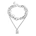 Produktbild Juland Legierung Choker Halskette Lock Anhänger für Frauen Männer Chunky Chain Punk Gothic Halsketten Pullover Kette - Silber