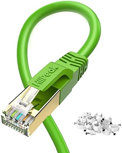 Cat8 Ethernet Cable 25FT, Indoor&Outdoor, Heavy Duty High Speed 26AWG Cat8 Network LAN Cable 2000Mhz, 40Gbps with Gold Plated RJ45 Connector, Weatherproof S/FTP UV Resistant for Router,Modem,PC Green