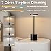 Black Cordless Table Lamp, 4000mAh Rechargeable Battery Powered Lamps, 3 Color Stepless Dimming, LED Wireless Outdoor Lamps for Dining Room, Bedroom, Bar, Cafe, Restaurant, Patio, Camping, Set of 2