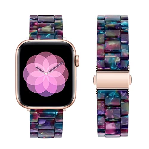 Omter Band Replacement for Apple Watch 49mm 45mm 44mm 42mm 41mm 40mm 38mm Women Men Fashion Resin Wirstband Bracelet Strap for iWatch Ultra 2/1 Series 9 8 7 6 SE 5 4 3 2 1 (41mm 40mm 38mm, Flower by Omter - Image 4