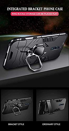 Image of WOW IMAGINE Shock Proof Back Case Mobile Cover for Vivo V15 Pro (Armor | Hybrid PC + TPU | Full Protection with Ring Holder Kickstand | Carbon Black)