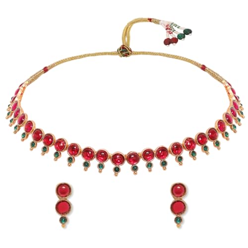 Rubans Gold-Plated Red Green Faux Ruby Emerald Jewellery Set For Women (B0D6GCYLWT) Amazon Price History, Amazon Price Tracker
