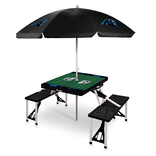 Image of PICNIC TIME NFL Picnic Table Portable Folding Table with Seats and Umbrella