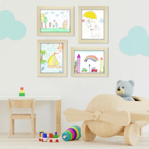 Image of [2-Pack] Kids Art Frames, 8.5x11 Front Opening Kids Artwork Frames Changeable, Ivory Artwork Display Storage Frame for Wall, Holds 50 Pcs, for 3D Picture, Crafts, Children Drawing, Hanging Art,
