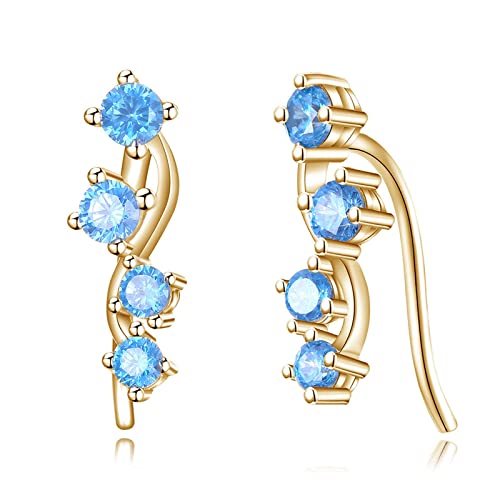 Piercing puce argent 925 anti-allergie branches zirconium bleu