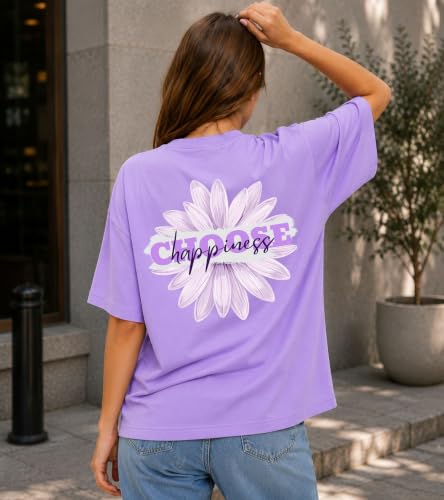 Image of London Hills Tshirt for Woman | Oversized Tshirt for Women | T Shirt for Womans | Graphic T Shirt for Women Pure Cotton | Tops for Woman Western, Printed Oversized Loose Fit Plus