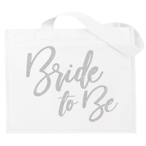Rhinestone Bride Bag - Giant Crystal Glam Bride to Be Tote, Bridal Shower Gift & Bridal Accessories - White Tote(GlmB2B RS) WHT