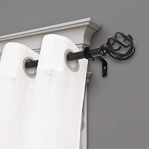 Qiteri Curtain Rod 38"-72" For Windows 2 Pack With Twisting Cage Finials, 3/4" Adjustable Single Window Rod 38"-72",Black Drapery Rod Of Window Treatment,2 Pack #TOP4