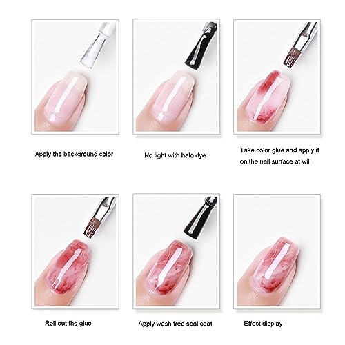 2 Pcs Esmalte em Gel Blooming,Gel Sedoso Flor - flores LED para efeito espalhamento, mármore, manicu