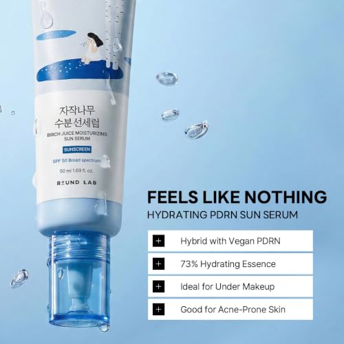 Image of ROUND LAB Birch Juice Moisturizing Sun Serum SPF 50, 1.69 Fl Oz
