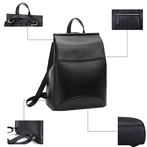 Heshe Genuine Leather Backpacks Purse For Women Shoulder Bags With Anti Theft Zipper Designer Daypack For Travel(Black) #TOP5