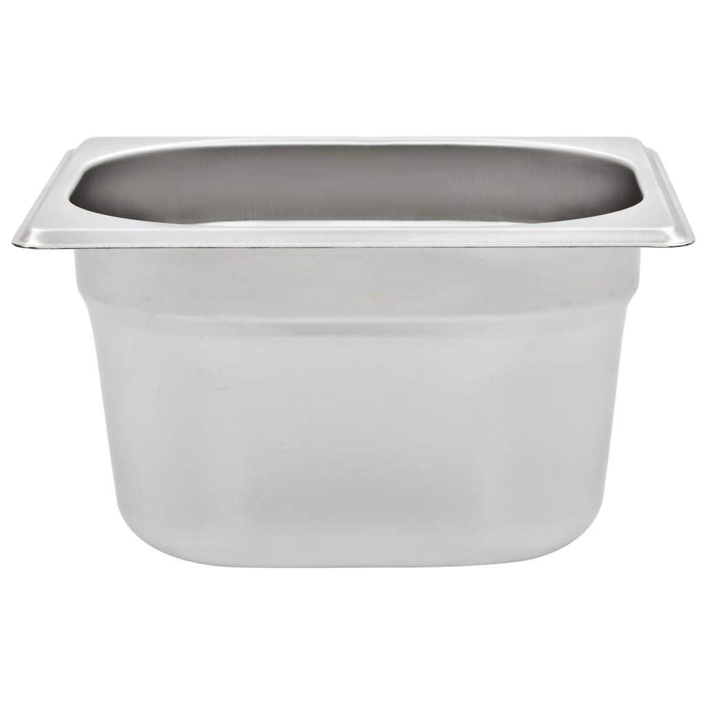 Genérico Bandejas Gastronorm 12 Unidades GN 1/6 100 mm Acero Inoxidable, Cubetas para mesas de Vapor Plateado,50907