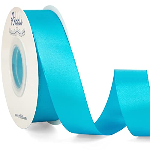 Ribbli Turquoise Blue Double Faced Satin Ribbon,1” x Continuous 25 Yards,Use for Bows Bouquet,Gift Wrapping,Wedding Decoration