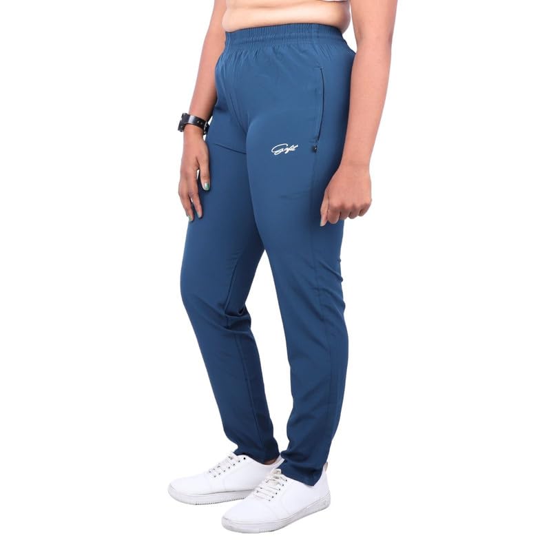 Image of Go-Fit Women Zip Pocket Synthetic Dry-Fit Gym Casual Lower Joggers Trackpant Sports Pant | Multicolors