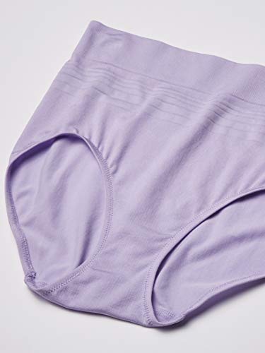 Warner's Womens Blissful Benefits By Warner's Seamless Brief Panty 3 Pack Underwear, Lavender Macaron/White/Navy Ink, X-Large Us #TOP1