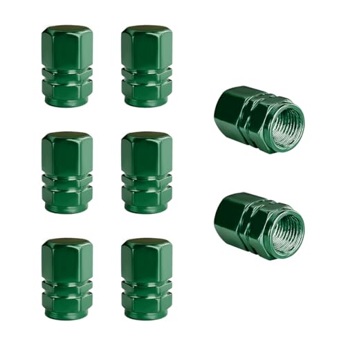 Wevdn 8 PCS Car Tire Valve Caps, Anti-Corrosion Aluminum Alloy Valve Stem Dust Caps with Rubber Seal, Leak-Proof Tire Valve Cover for SUV Truck Motorcycle Bike, Car Accessories (Green)