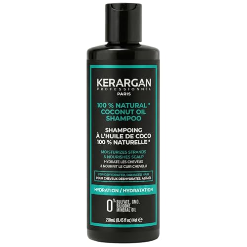 Kerargan - Champú Hidratante con Aceite de Coco para Cabello Deshidratado y Dañado - Limpieza suave e hidratación - Sin sulfatos, OGM, siliconas ni aceite mineral - 250ml