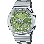 Casio G-shock - Orologio Uomo Al Quarzo Militare Cinturino In Acciaio Inox Grigio Cassa In Resina Quadrante Digitale Verde - GM-2110D-3AER