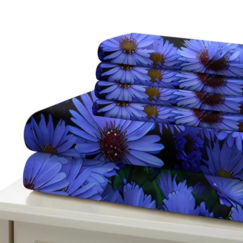 Housse de couette fleurie aquarelle violette en microfibre double 200x200