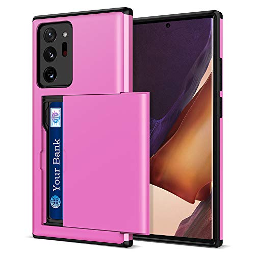 Jiunai for Samsung Note 20 Ultra Case Card Holder Wallet for CC License IDs Pocket Card Slot Hybrid Dual Layer Protective Cell Phone Cover for Samsung Galaxy Note 20 Ultra Pink