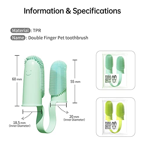 Image of 2 Pack Dog Toothbrush, 135ºSurround Bristles for Easy Teeth Cleaning, Double-Finger Toothbrush Dental Care for Puppies, Cats and Medium Pets
