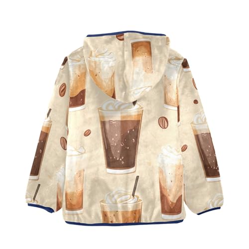 Iced Coffee Girls Fleece Jacket Girls Fall Jacket Girls Zip Up Hoodie Girls Sherpa Jacket 2-10T2