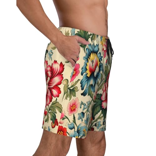 Colorful Flowers Men Beach Pants â€“ Swim Trunks for Men,Quick-Dry and Comfortable, Suitable for Beach, Surf, and Everyday Wear3