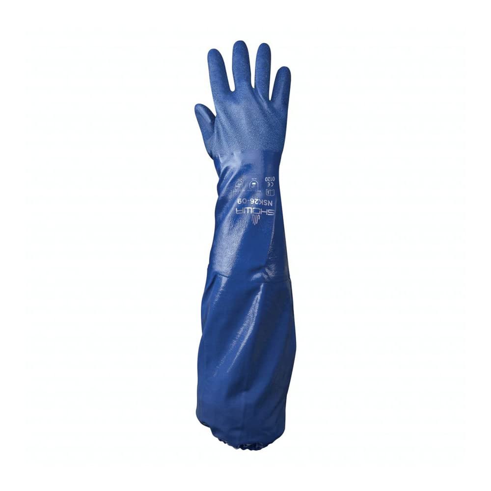 Best Glove NSK26-08 Fully Coated Nitrile Gloves 26 Length Small Royal Blue Pack of 72