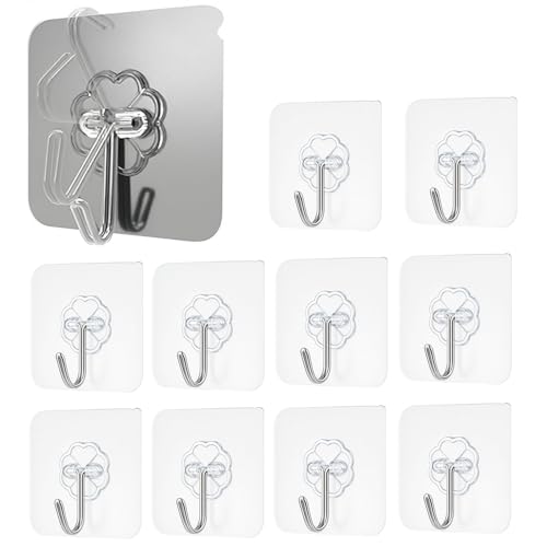 Image of SIGNAMIO 10 Pcs Wall Hanger Adhesive Hooks for Wall Heavy Items - Durable Adhesive Wall Hook for Cloth, Kitchen, and Bathroom, Wall Hooks for Hanging