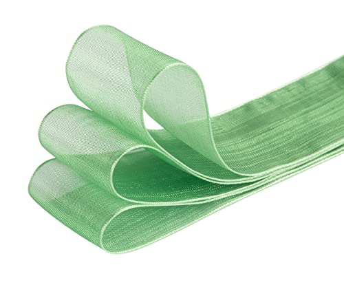 TEKDEERE 25mm Sheer Organza Ribbon,Emerald Shimmer Chiffon Ribbon for DIY Crafts Wedding Party Decorations Gift Wrapping Bridal Bouquets (45M) - Image 4
