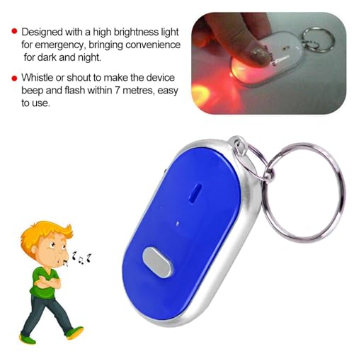 Sonew Key Finder, Voice Control Anti-Lost Device, Key Finder with Whistle, Pet Keychain Locator, Key, Suitcase (Blue)