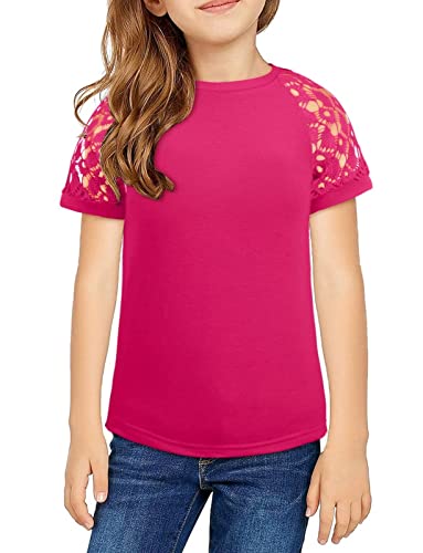 Girls Short Sleeve Shirts Trendy Clothes For Girls Lace Loose Casual Tops Back To School Outfits For Teen Girls Girls' Tops, Tees & Blouse Size 5-14 #TOP1