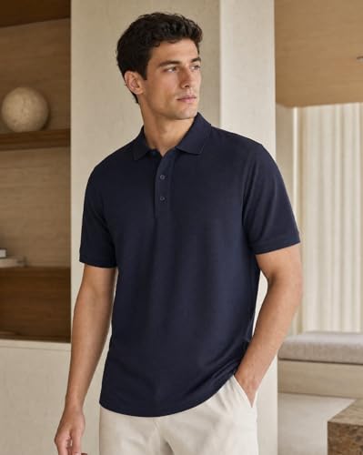 Image of NOBERO Men's Cotton Solid Regular Fit Polo Shirt