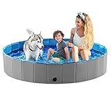 Jasonwell Foldable Dog Pet Bath Pool Collapsible Dog Pet Pool Bathing Tub Kiddie Pool Doggie Wading Pool for Puppy Small Medium Large Dogs Cats and Kids 71' Grey